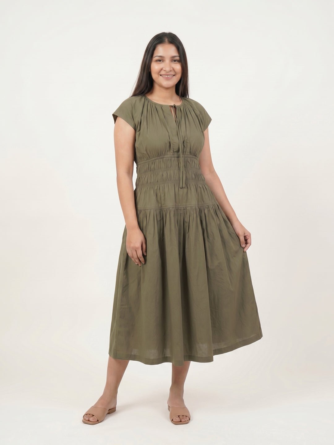 Olive Midi Dress - KAAHIRI