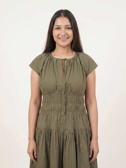 Olive Midi Dress - KAAHIRI