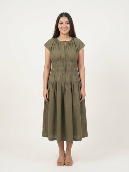 Olive Midi Dress - KAAHIRI