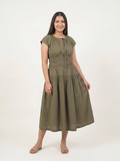 Olive Midi Dress - KAAHIRI