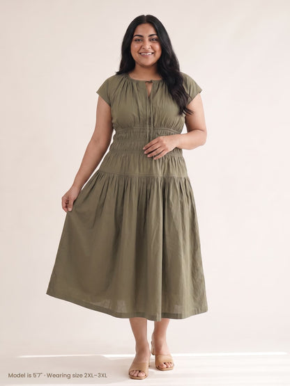 Olive Midi Dress - KAAHIRI
