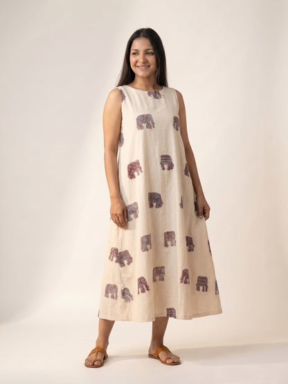 The Ivory Hathi Dress - KAAHIRI