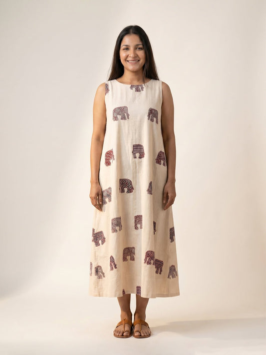 The Ivory Hathi Dress - KAAHIRI