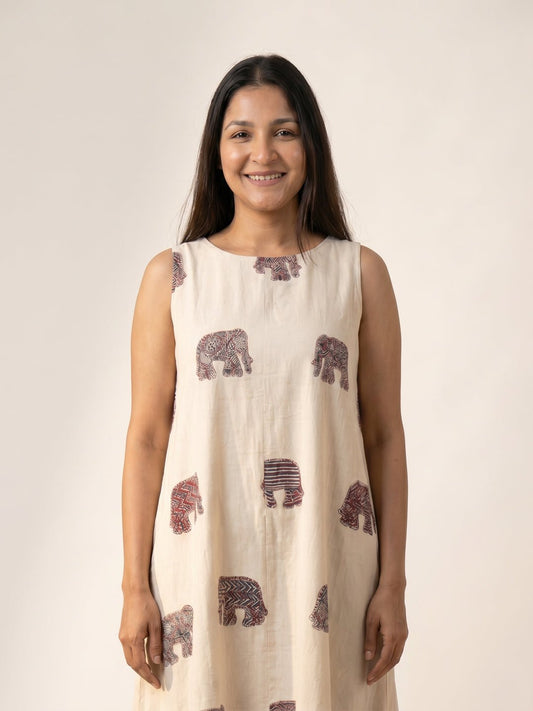 The Ivory Hathi Dress - KAAHIRI