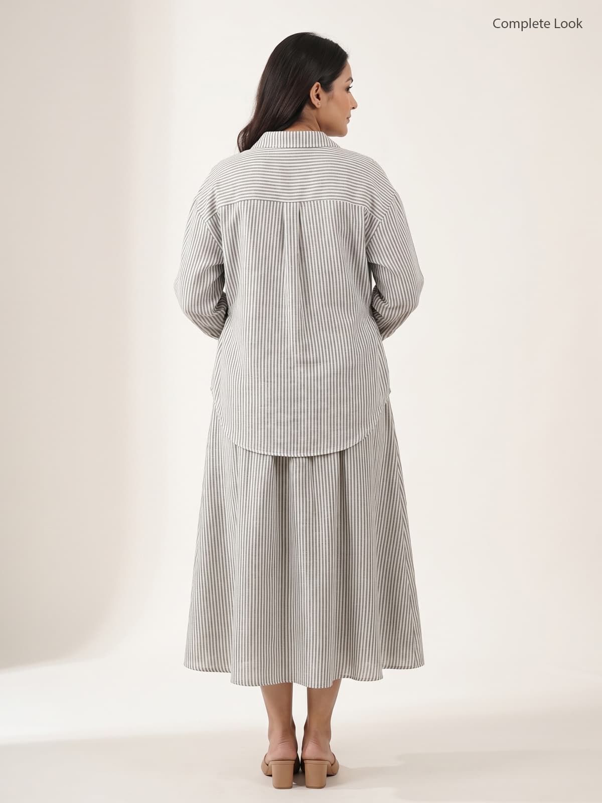 The Pinstripe Linen Skirt - KAAHIRI