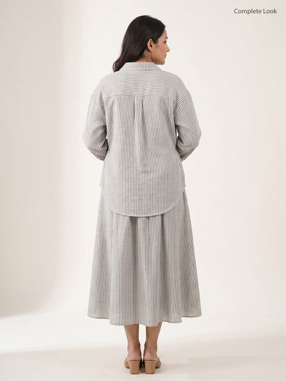 The Pinstripe Linen Skirt - KAAHIRI