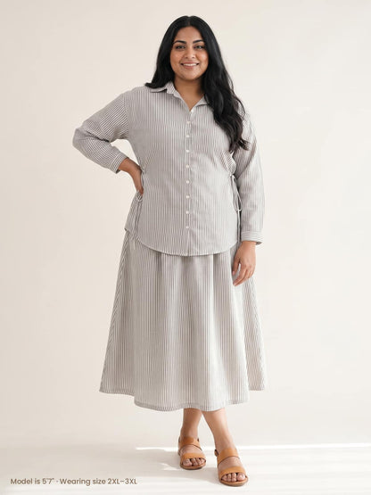 The Pinstripe Linen Skirt - KAAHIRI