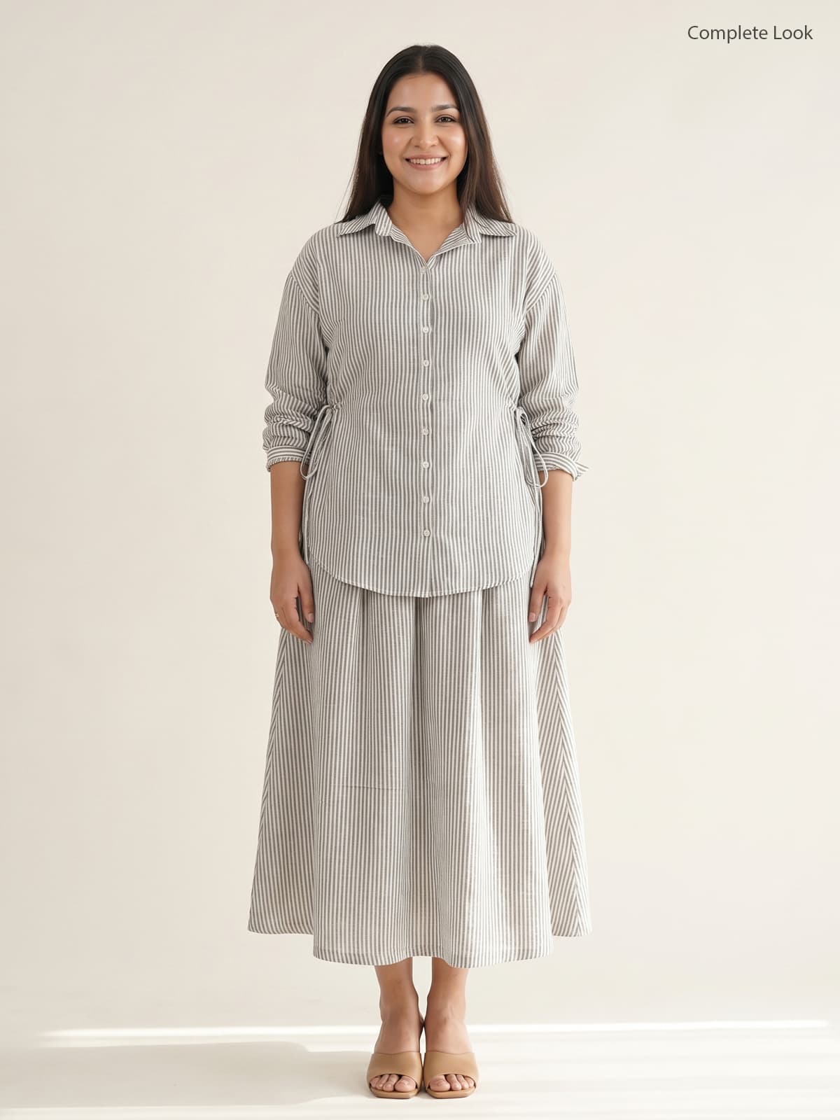 The Pinstripe Linen Skirt - KAAHIRI