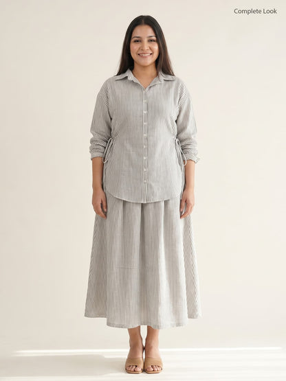 The Pinstripe Linen Skirt - KAAHIRI